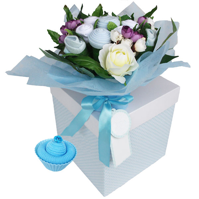 Blue Bouquet & Cupcake