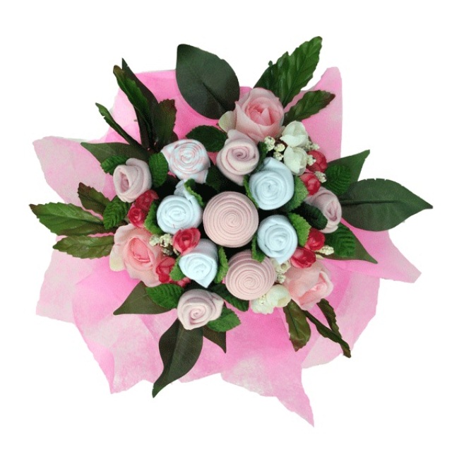 Baby Girl with Artificial Flowers