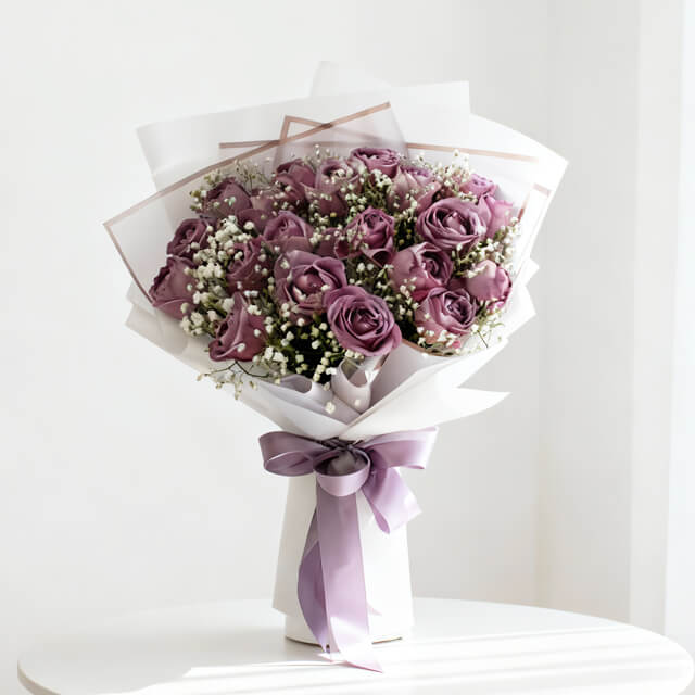 Luxurious Purple Roses Bouquet - Purple You