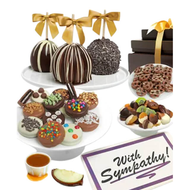 With Sympathy Belgian Chocolate Covered Fruit Gift Basket