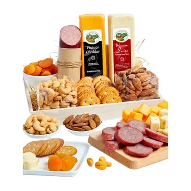 Cheese, Sausage, Crackers, & Nuts Tray