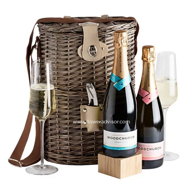 English Sparkling Wine & Wicker Chiller Carrier