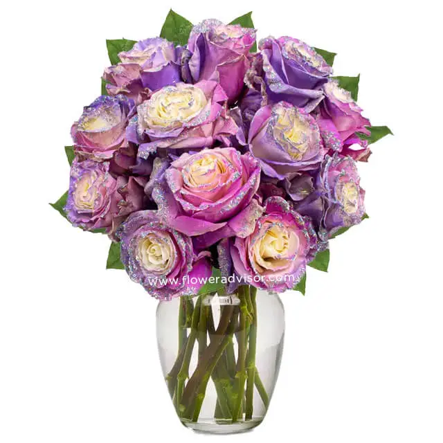 Purple Pastel Glitter Roses