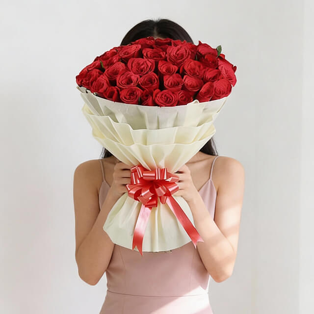Buket Bunga Valentine 50 Red Roses - VDAY