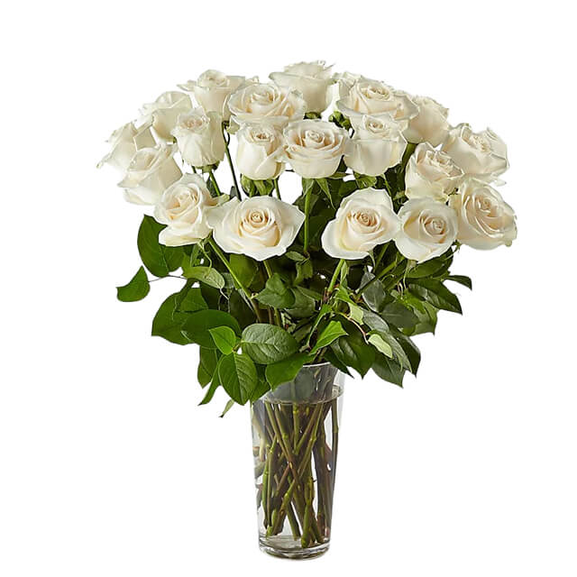 Long Stem White Rose Bouquet 24